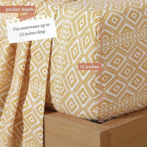 🆕King Bed Sheet Cream Medium Weight Matching Pillowcases Soft & Wrinkle Bed Set - Picture 5 of 6